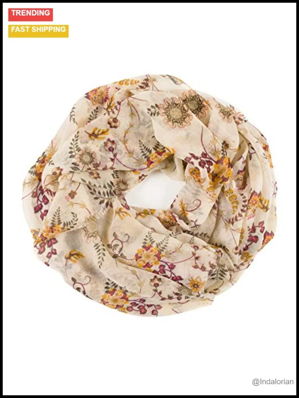 Lightweight Floral Scarf Shawl Wrap - 100% Viscose from Bamboo - Versatile